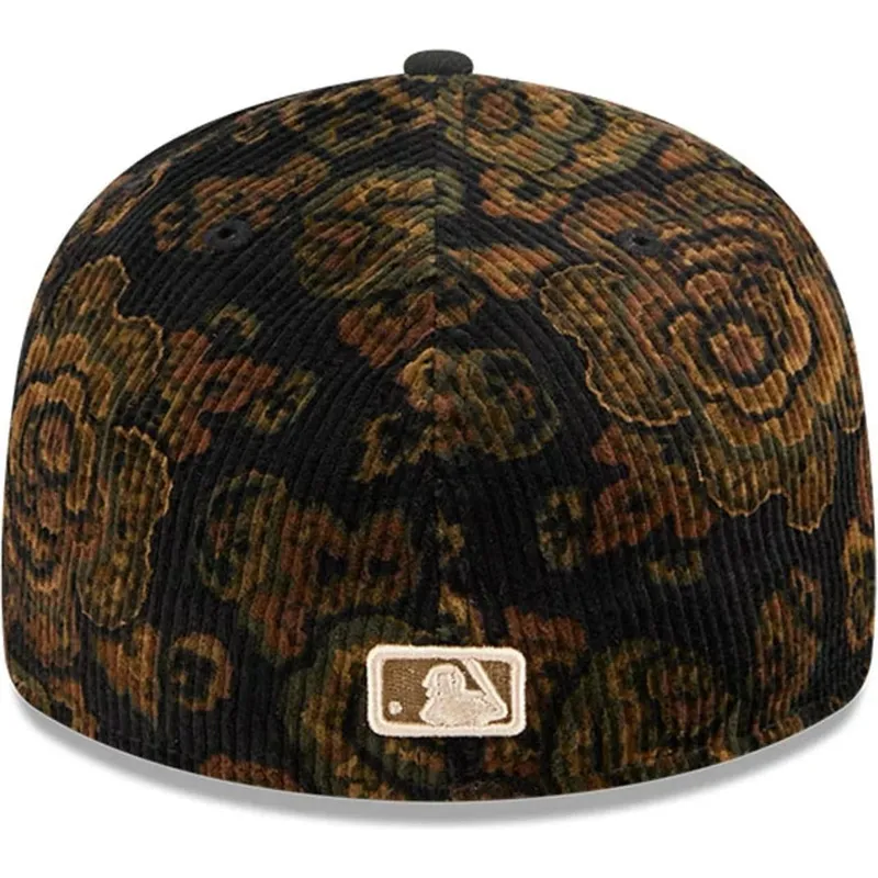 schwarze-gebogene-angepasste-kappe-59fifty-low-profile-floral-cord-three-looms-printed-corduroy-der-boston-red-sox-mlb-von-new-e