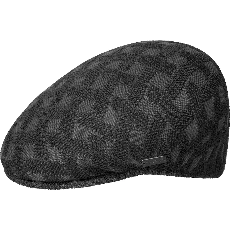 kangol-cross-weave-504-black-flat-cap
