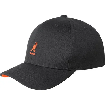 Kangol Beluga Black Wool Flexfit Baseball Mütze mit gebogenem Schirm in Schwarz