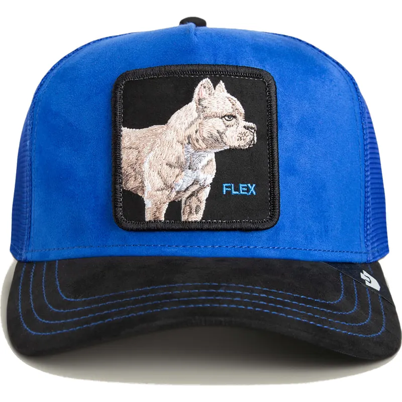 trucker-cap-blau-und-schwarz-hund-pitbull-flex-pitbull-suede-the-farm-von-goorin-bros