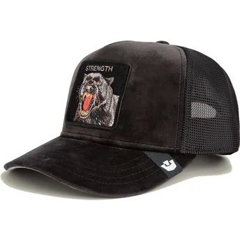 Schwarze Trucker-Kappe Panther Strength Panther Velour The Farm von Goorin Bros.
