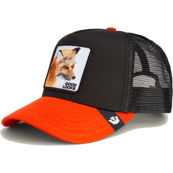 Schwarze und orangefarbene Trucker-Kappe Fuchs Good Looks Sport The Farm von Goorin Bros.