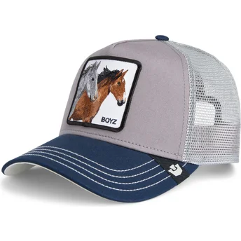 Goorin Bros. The Farm The Boyz Sport graue und blaue Trucker-Kappe mit Pferd.