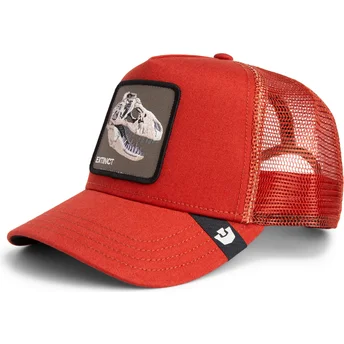 Rote Trucker-Kappe Dinosaurier T-Rex The Extinct Skull Grit The Farm von Goorin Bros.