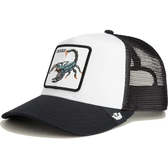 Schwarz-weiße Trucker-Kappe Skorpion Deadly The Farm von Goorin Bros.