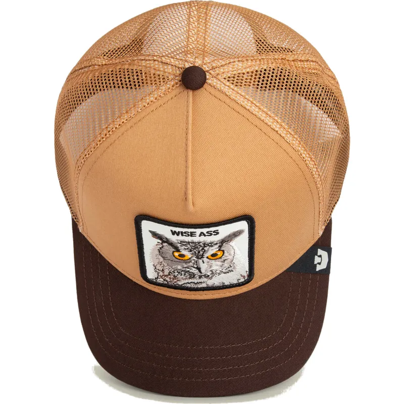 braune-trucker-kappe-eule-wise-ass-the-farm-von-goorin-bros