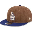 gorra-plana-marron-y-azul-ajustable-9fifty-retro-crown-wool-pinstripe-de-los-angeles-dodgers-mlb-de-new-era