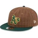 justerbar-9fifty-retro-crown-ull-pinstripe-brun-och-gron-platt-keps-oakland-athletics-mlb-fran-new-era