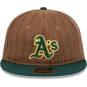 brun-och-gron-justerbar-platt-keps-9fifty-retro-crown-wool-pinstripe-fran-oakland-athletics-mlb-av-new-era