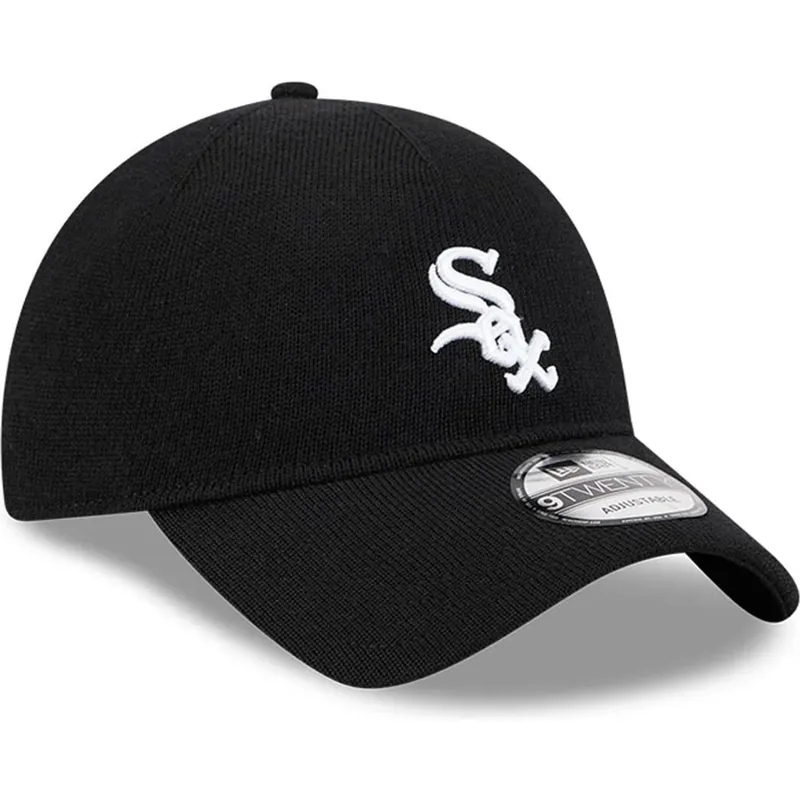 schwarze-gebogene-verstellbare-kappe-9twenty-merino-wool-von-chicago-white-sox-mlb-von-new-era