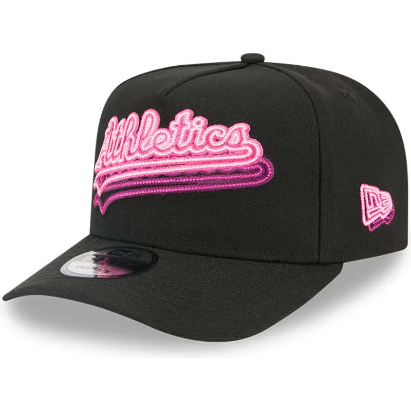 schwarze-gebogene-snapback-kappe-9fifty-a-frame-neon-der-oakland-athletics-mlb-von-new-era