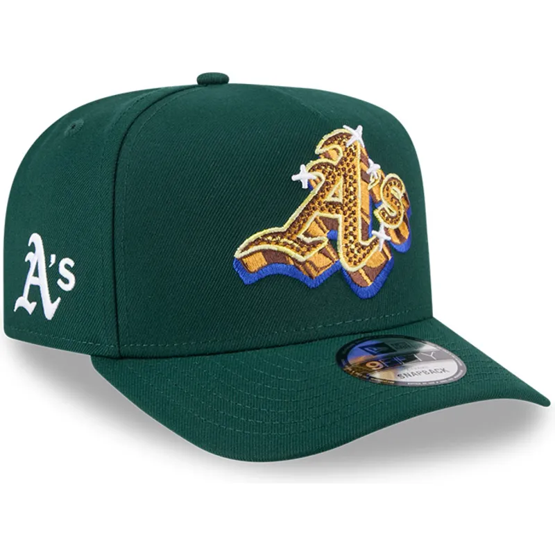 grune-gebogene-snapback-kappe-9fifty-a-frame-emblem-der-oakland-athletics-mlb-von-new-era