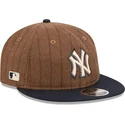 verstellbare-9fifty-retro-crown-woll-nadelstreifen-kappe-in-braun-und-marineblau-der-new-york-yankees-mlb-von-new-era