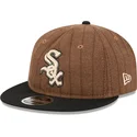 brun-och-svart-justerbar-platt-keps-9fifty-retro-crown-wool-pinstripe-fran-chicago-white-sox-mlb-av-new-era