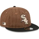brun-och-svart-justerbar-platt-keps-9fifty-retro-crown-wool-pinstripe-fran-chicago-white-sox-mlb-av-new-era