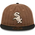 verstellbare-braun-schwarze-9fifty-retro-crown-wool-pinstripe-kappe-der-chicago-white-sox-mlb-von-new-era
