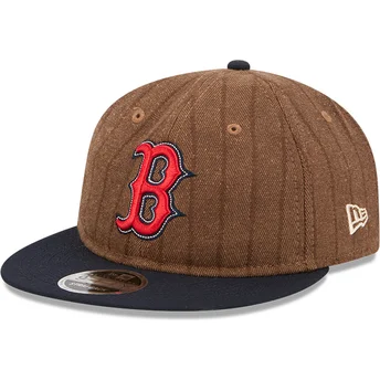 Boston Red Sox MLB New Era 9FIFTY Retro Crown Ull Pinstripe Justerbar Brun och Marinblå Platt Keps