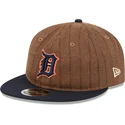 gorra-plana-marron-y-azul-marino-ajustable-9fifty-retro-crown-wool-pinstripe-de-detroit-tigers-mlb-de-new-era