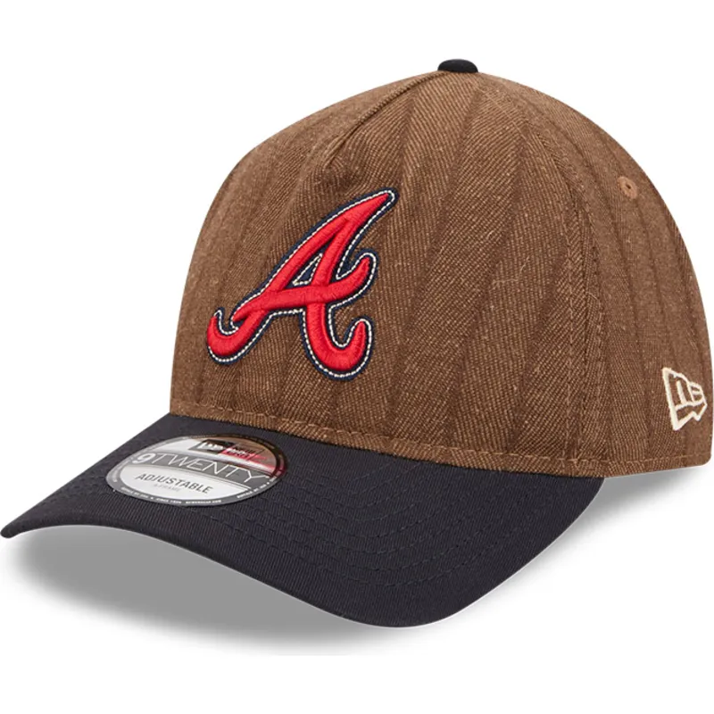 brun-och-marinbla-bojd-justerbar-keps-9twenty-a-frame-wool-pinstripe-fran-atlanta-braves-mlb-av-new-era