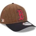 brun-och-marinbla-bojd-justerbar-keps-9twenty-a-frame-wool-pinstripe-fran-boston-red-sox-mlb-av-new-era