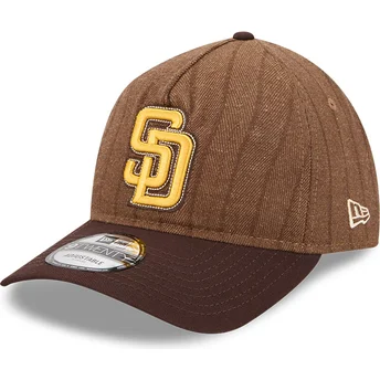 Verstellbare braune 9TWENTY A Frame Wool Pinstripe Kappe der San Diego Padres MLB von New Era