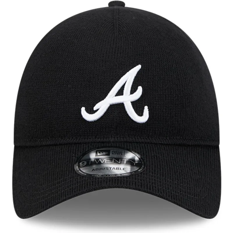 schwarze-verstellbare-curved-cap-9twenty-merino-wool-der-atlanta-braves-mlb-von-new-era