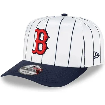 Gorra curva blanca y azul marino snapback 9FIFTY A Frame Satin Pinstripe de Boston Red Sox MLB de New Era