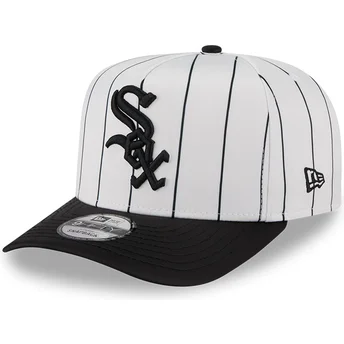 Chicago White Sox MLB New Era 9FIFTY A Frame Satin Pinstripe vit och svart snapback-kurvkeps