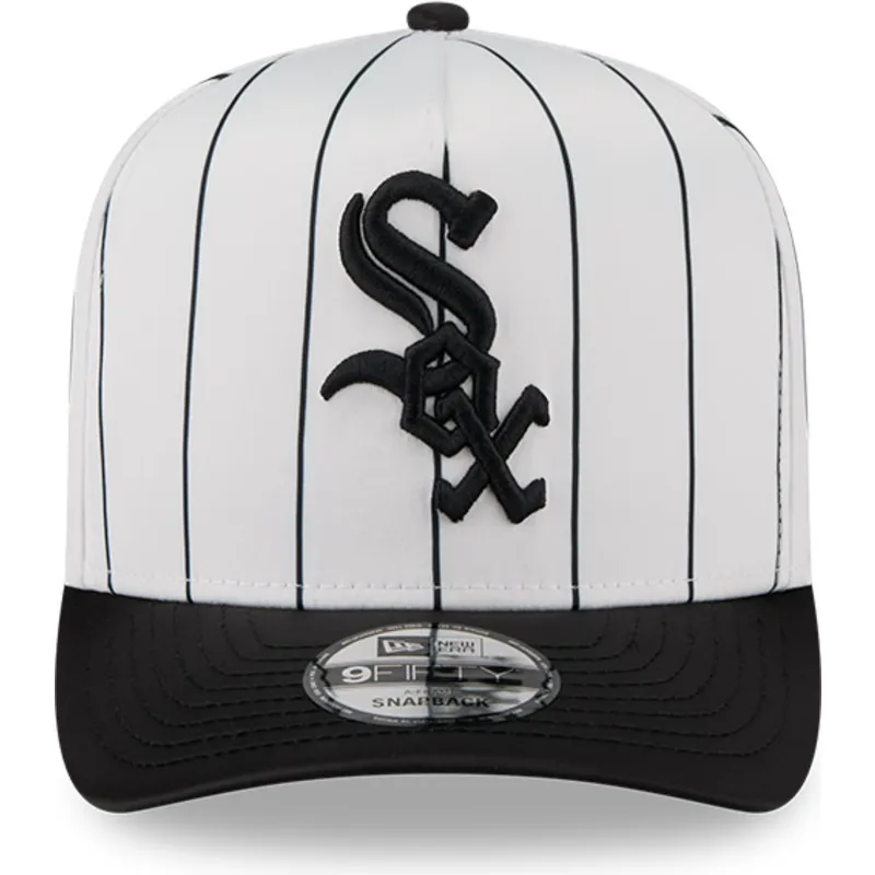 weisse-und-schwarze-gebogene-snapback-kappe-9fifty-a-frame-satin-pinstripe-der-chicago-white-sox-mlb-von-new-era