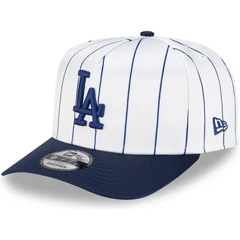 Gorra curva blanca y azul snapback 9FIFTY A Frame Satin Pinstripe de Los Angeles Dodgers MLB de New Era