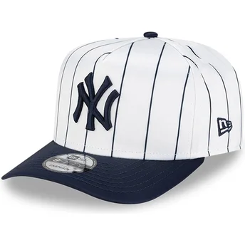 Gorra curva blanca y azul marino snapback 9FIFTY A Frame Satin Pinstripe de New York Yankees MLB de New Era