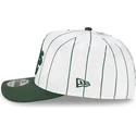 weisse-und-grune-gebogene-snapback-kappe-9fifty-a-frame-satin-pinstripe-von-oakland-athletics-mlb-von-new-era