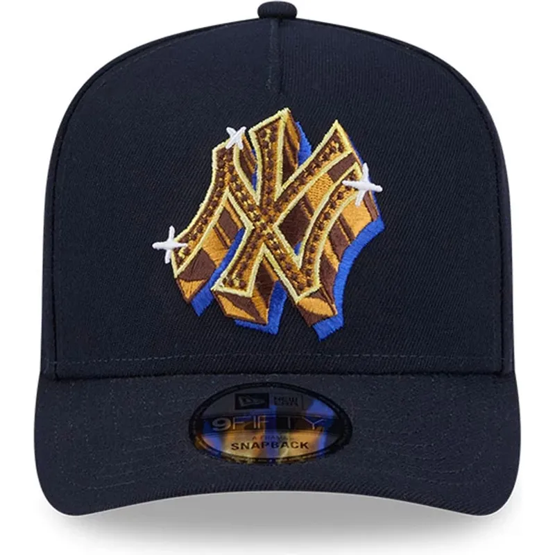 marineblaue-gebogene-snapback-kappe-9fifty-a-frame-emblem-der-new-york-yankees-mlb-von-new-era