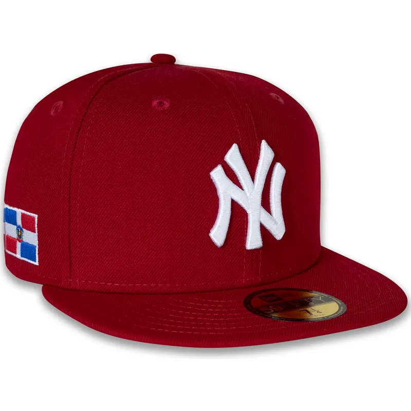 flache-rote-angepasste-59fifty-side-dominican-republic-kappe-der-new-york-yankees-mlb-von-new-era