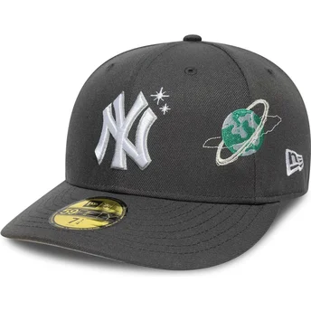 Graue, gebogene, angepasste 59FIFTY Planet Icon Kappe der New York Yankees MLB von New Era