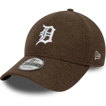 Detroit Tigers MLB New Era 9FORTY Melton Wool Snapback Braun Gebogene Kappe