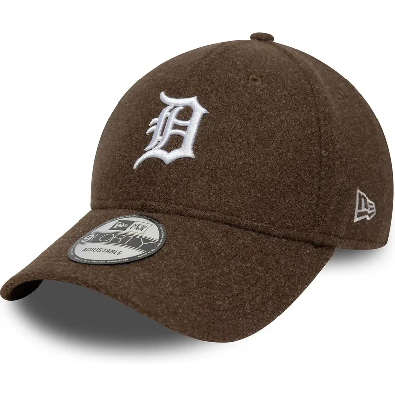 braune-gebogene-snapback-kappe-9forty-melton-wool-der-detroit-tigers-mlb-von-new-era