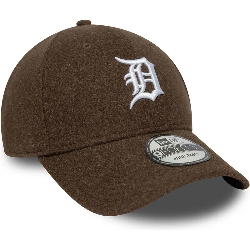 braune-gebogene-snapback-kappe-9forty-melton-wool-der-detroit-tigers-mlb-von-new-era
