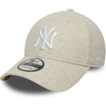 Beige Snapback-Kappe mit gebogenem Schirm 9FORTY Melton Wool der New York Yankees MLB von New Era