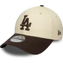 gorra-curva-beige-y-marron-ajustable-9forty-side-patch-de-los-angeles-dodgers-mlb-de-new-era