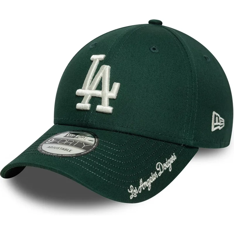 gron-justerbar-kurvad-keps-9forty-visor-script-fran-los-angeles-dodgers-mlb-av-new-era