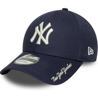 Gorra curva azul marino ajustable 9FORTY Visor Script de New York Yankees MLB de New Era
