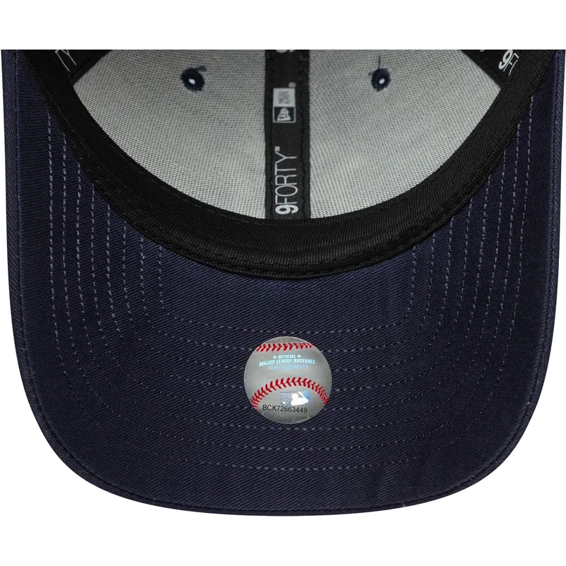 marineblaue-verstellbare-curved-cap-9forty-visor-script-der-new-york-yankees-mlb-von-new-era