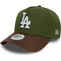 gorra-curva-verde-y-marron-snapback-9forty-e-frame-suede-visor-de-los-angeles-dodgers-mlb-de-new-era