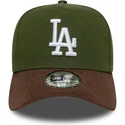 grune-und-braune-snapback-kappe-9forty-e-frame-suede-visor-der-los-angeles-dodgers-mlb-von-new-era