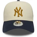 beige-und-marineblau-gebogener-snapback-9forty-e-frame-world-series-patch-der-new-york-yankees-mlb-von-new-era