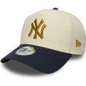 gorra-curva-beige-y-azul-marino-snapback-9forty-e-frame-world-series-patch-de-new-york-yankees-mlb-de-new-era