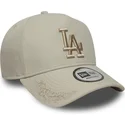beige-gebogene-snapback-kappe-mit-beigem-logo-9forty-e-frame-tonal-icon-der-los-angeles-dodgers-mlb-von-new-era