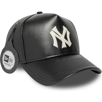 Verstellbare schwarze gebogene Kappe 9FORTY E Frame Img Leather der New York Yankees MLB von New Era