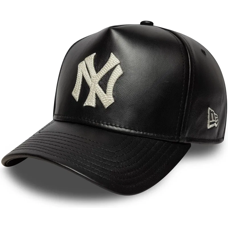 schwarze-verstellbare-curved-cap-9forty-e-frame-img-leather-der-new-york-yankees-mlb-von-new-era